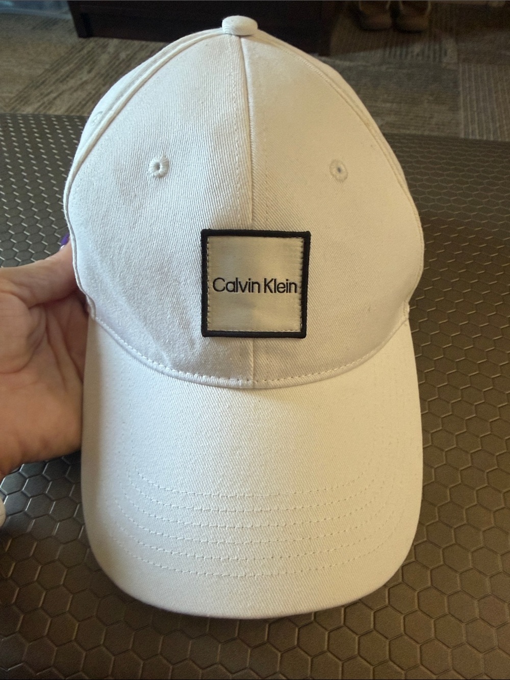 Calvin Klein White Logo Baseball Cap adjustable